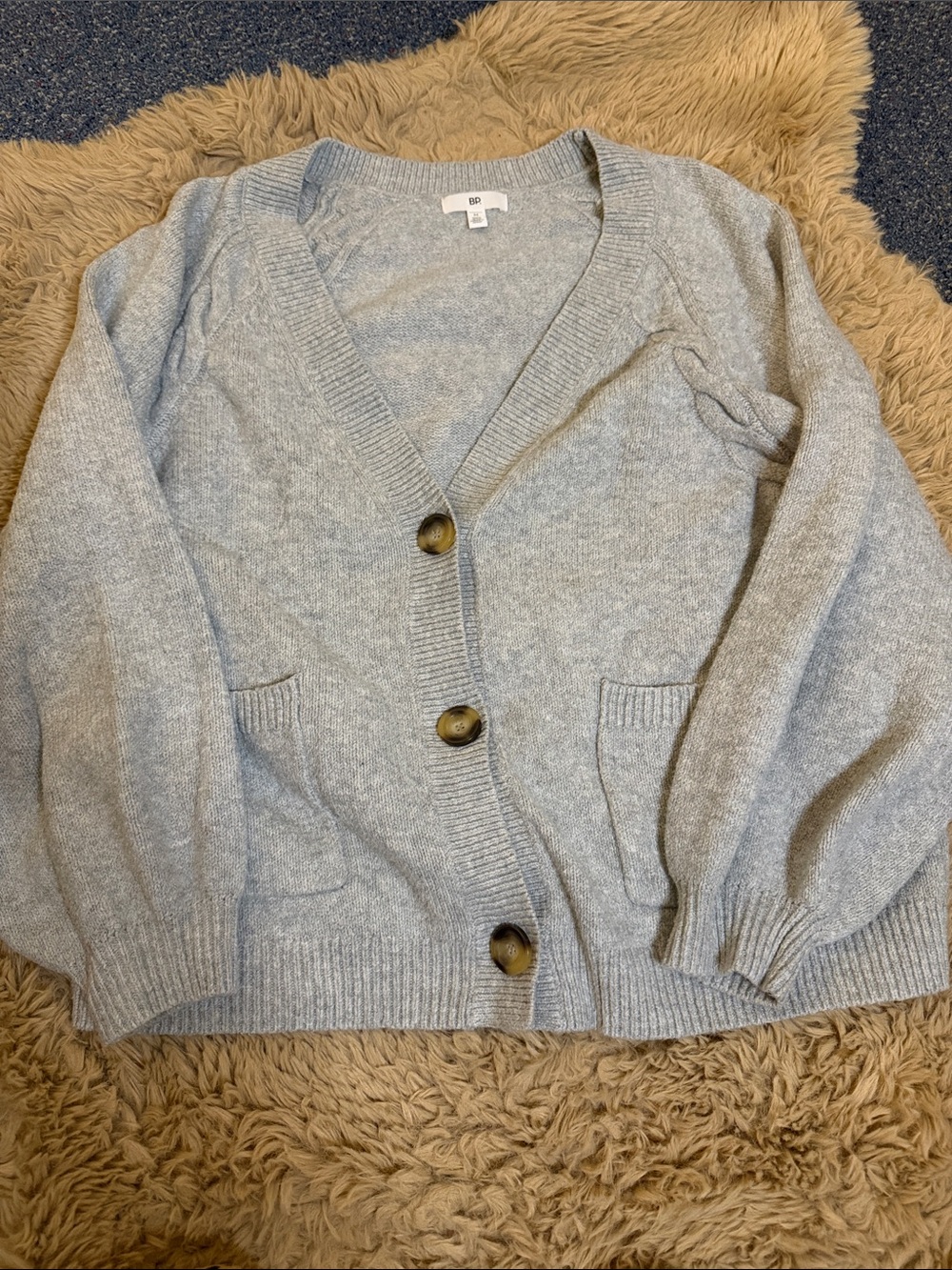 bp Heather Gray V-Neck Button Front Cardigan